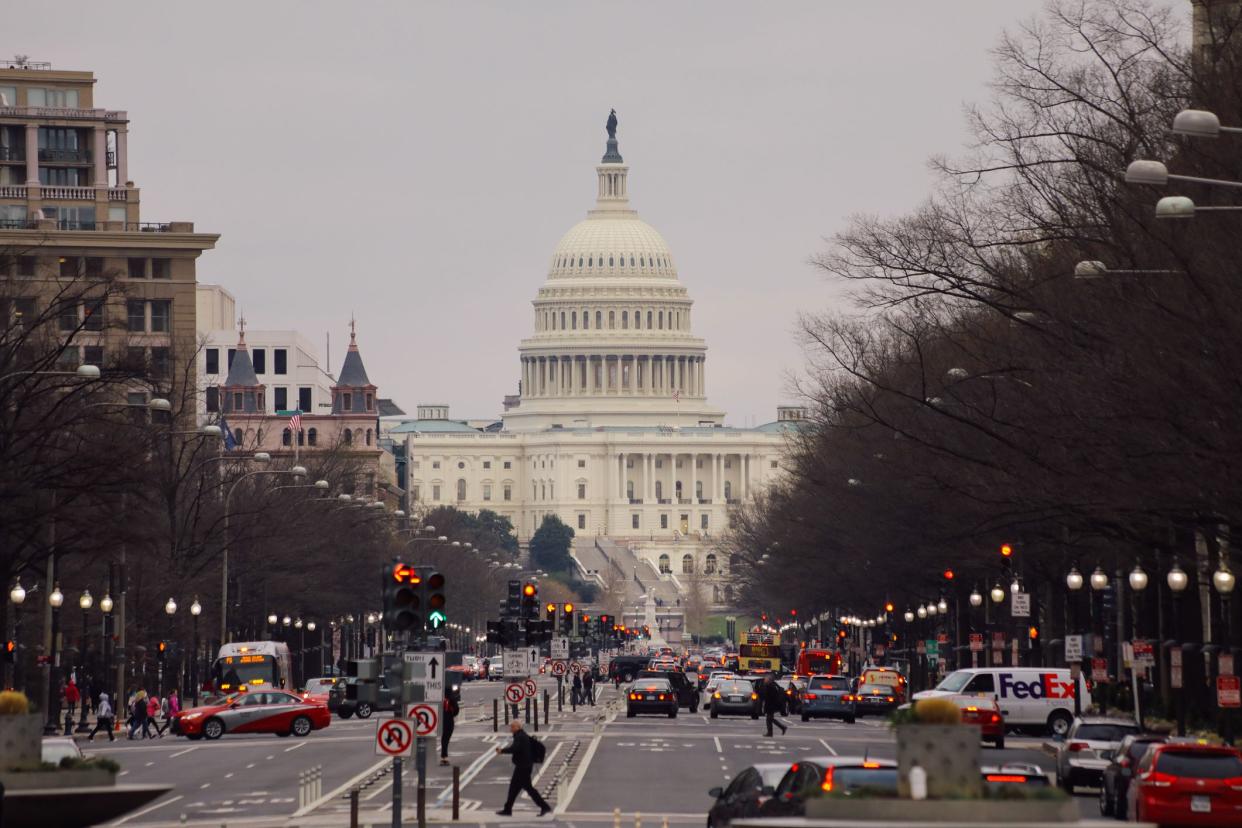 New York, USA - 04 03 2018: Washington DC Pennsylvania Avenue. The United States Capitol is the home of the United States Congress in Washington DC