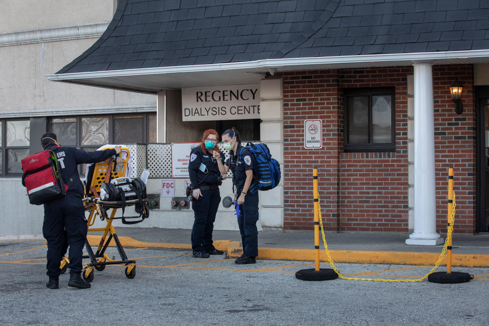 Paramedic Alanna Badgley responds to a call in Yonkers, NY, April 1, 2020. | Lauren Lancaster for TIME