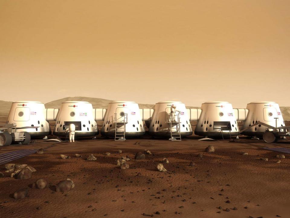 A mock-up of the Mars One settlement, which Lansdorp hopes will be in position once the rocket reaches Mars in 2032 (Mars One)