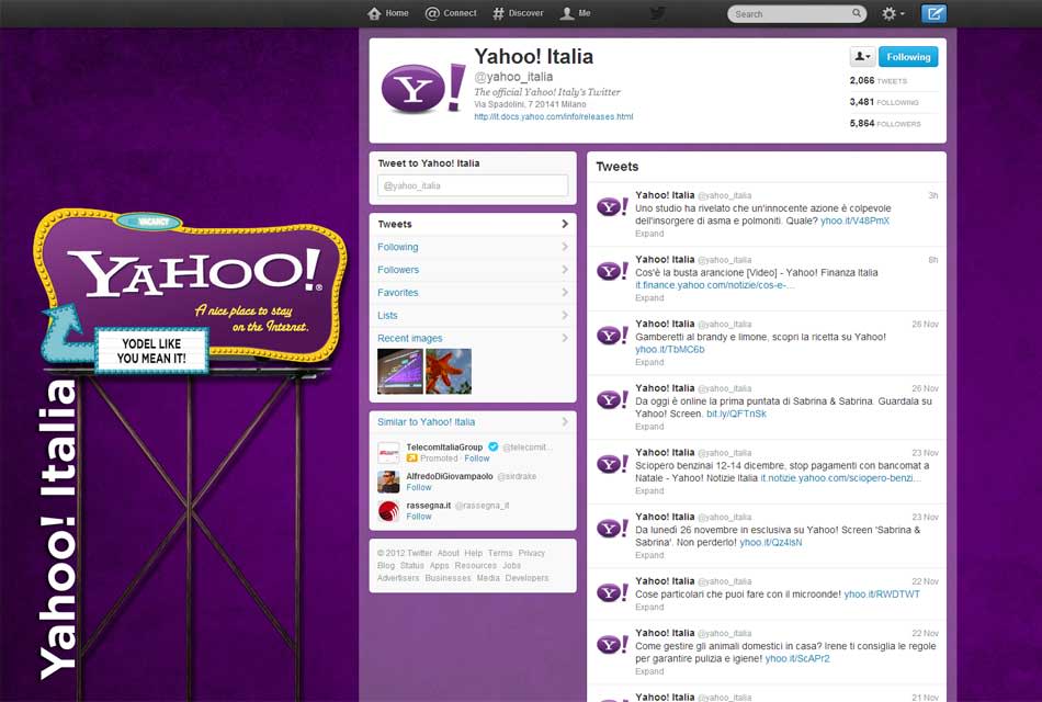 <b>10. Twitter</b><br>Una ricerca nuova per la top 10 di Yahoo!: per la prima volta in classifica il social network che cinguetta.