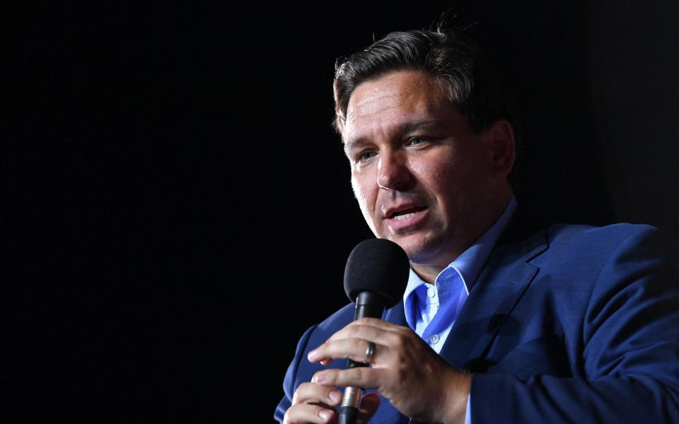 DeSantis speaks during a campaign rally