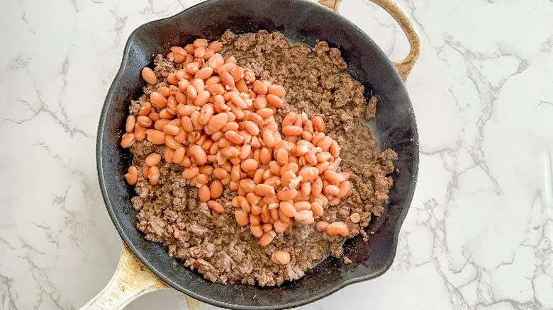 beef and beans in skillet