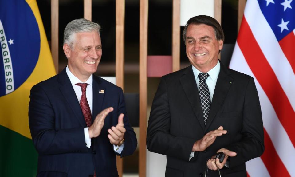 Trump’s National Security Adviser Robert O’Brien with the Brazilian President Jair Bolsonaro - a Trump acolyte - in Brasilia last week.