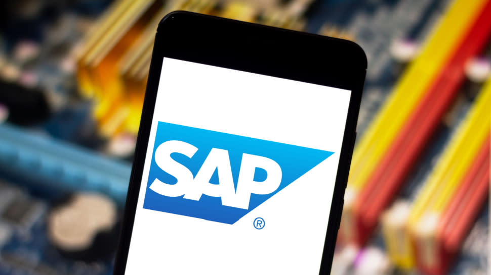  SAP logo on smartphone. 