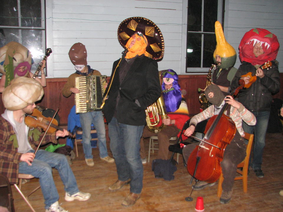 This Feb. 18, 2012 photo provided by HelvetiaWV.com shows the Morgantown Monster Mariachi Band,” as they perform at the Open Mic Session in the Star Band Hall at the 2012 Fasnacht in Helvetia W.Va. Deep in the mountains of West Virginia, the descendants of Swiss and German immigrants have Fasnacht, which like Mardi Gras, is a last hurrah before Lent as well as chasing away winter. (AP Photo/HelvetiaWV.com)