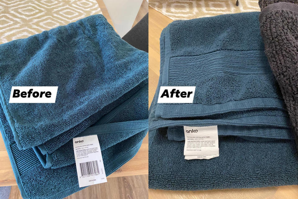 Kmart Australian Cotton Bath Towe before and after washing