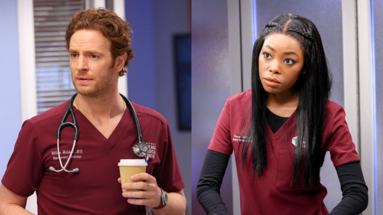  Will Halstead and Vanessa Taylor cropped side by side for Chicago Med Season 8 