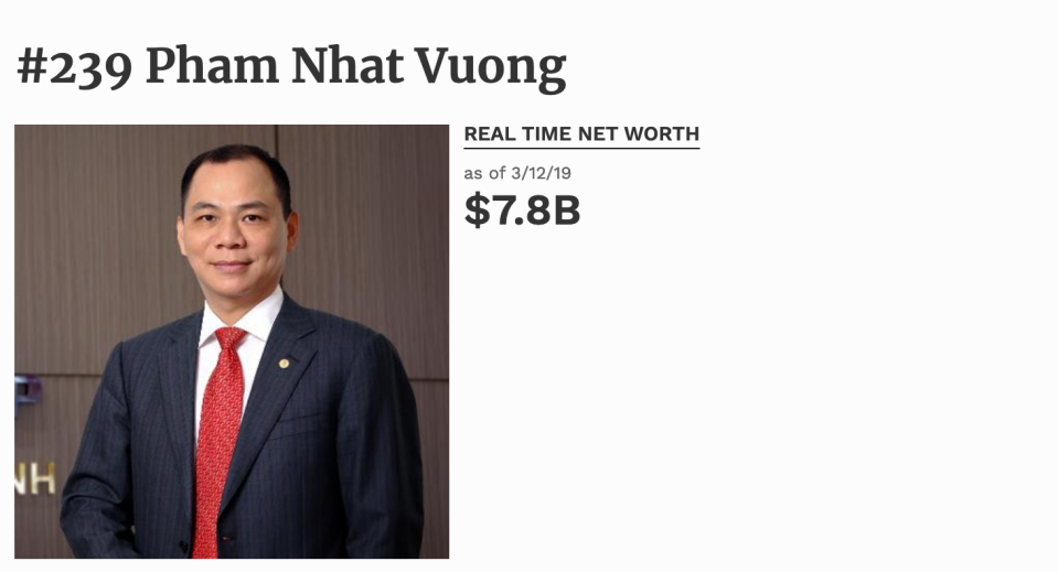 越南首富潘日旺（Phạm Nhật Vượng），圖片來源：<a href="https://www.forbes.com/profile/pham-nhat-vuong/#7ac1fe43382e" rel="nofollow noopener" target="_blank" data-ylk="slk:Forbes.com;elm:context_link;itc:0;sec:content-canvas" class="link ">Forbes.com</a>