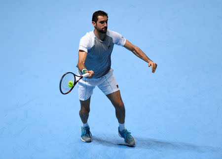 Tennis - ATP Finals - The O2, London, Britain - November 12, 2018 Croatia's Marin Cilic in action during his group stage match against Germany's Alexander Zverev Action Images via Reuters/Tony O'Brien