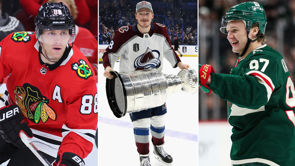 Patrick Kane, Cale Makar and Kirill Kaprizov will be among the three most intriguing players to watch in the NHL this season.  (Getty Images)