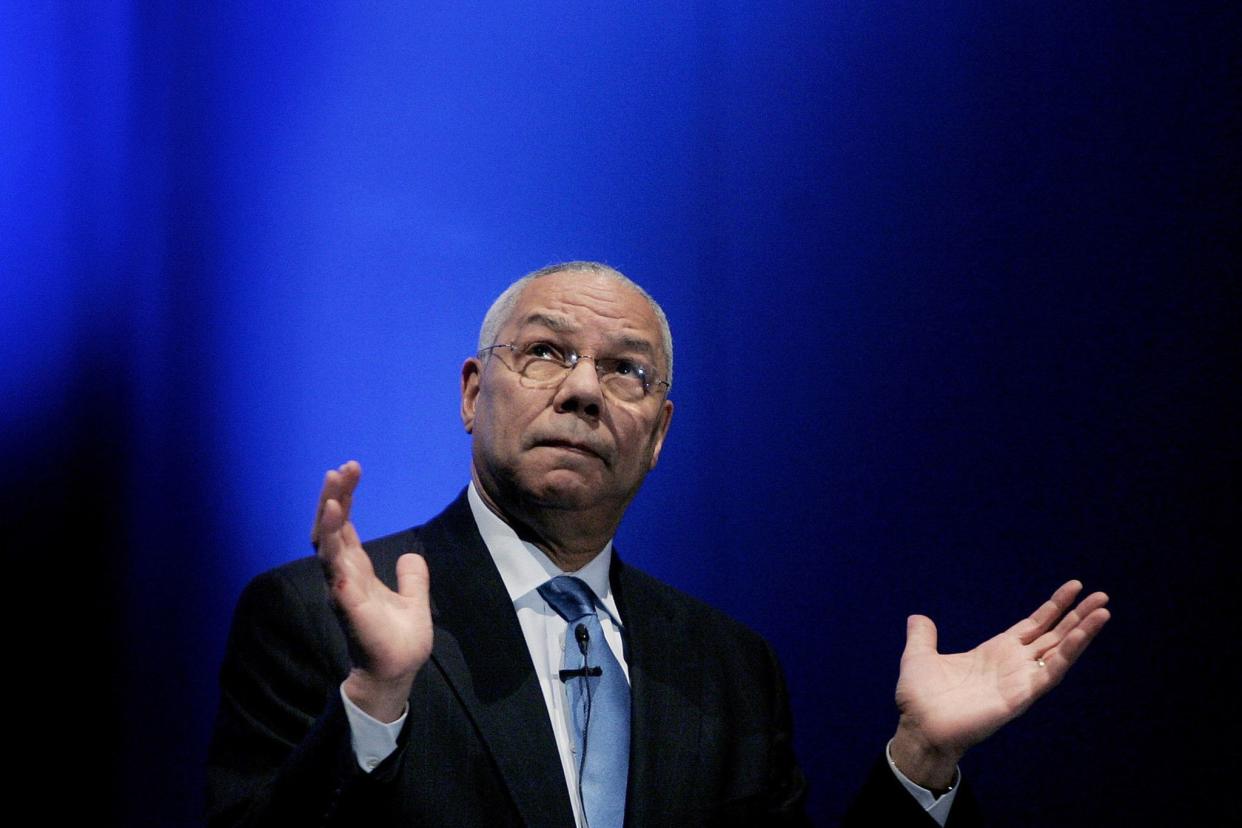 Colin Powell during a lecture in Spain in 2006.