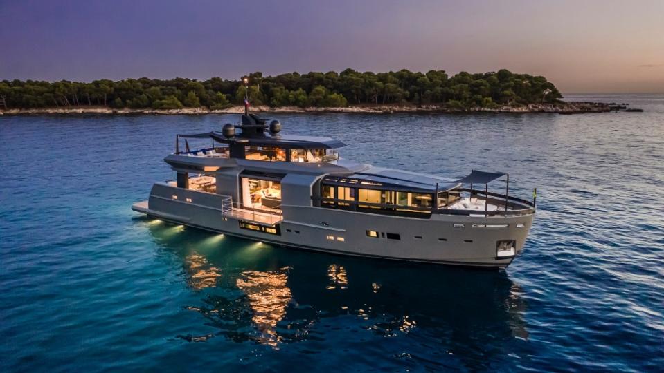 the 105-foot Arcadai Sea Coral 2 has 15 Italian design brands spread across its different areas