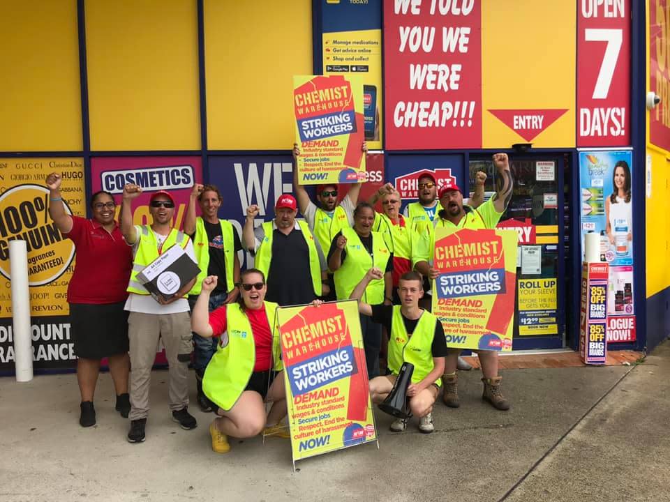 Chemist Warehouse employees went on strike for better pay and working conditions. <em>(Photo: National Union of Workers/Facebook)</em>