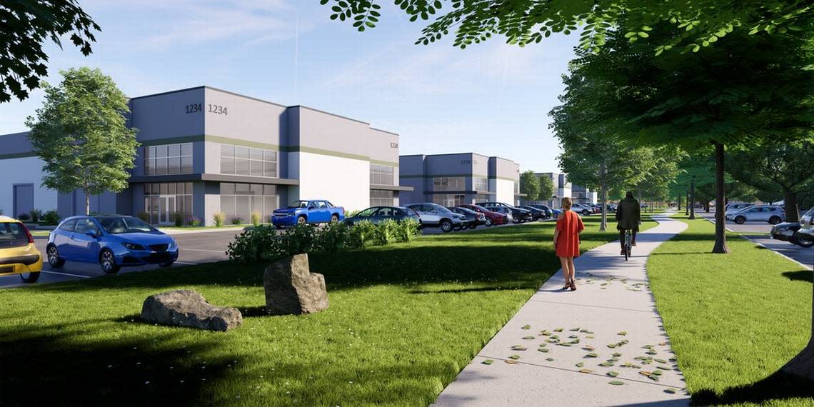 An architect’s rendering of the Meridian Business Center planned just north of Interstate 84 in western Meridian.