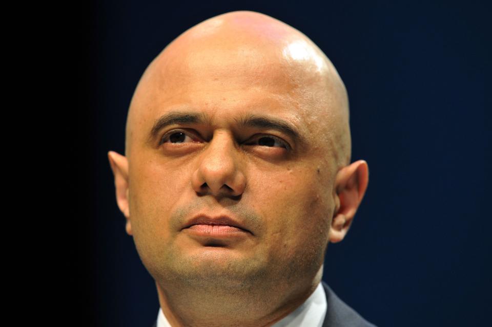 Britain's Home Secretary Sajid Javid addresses the Scottish Conservative party conference in Aberdeen on May 3, 2019.