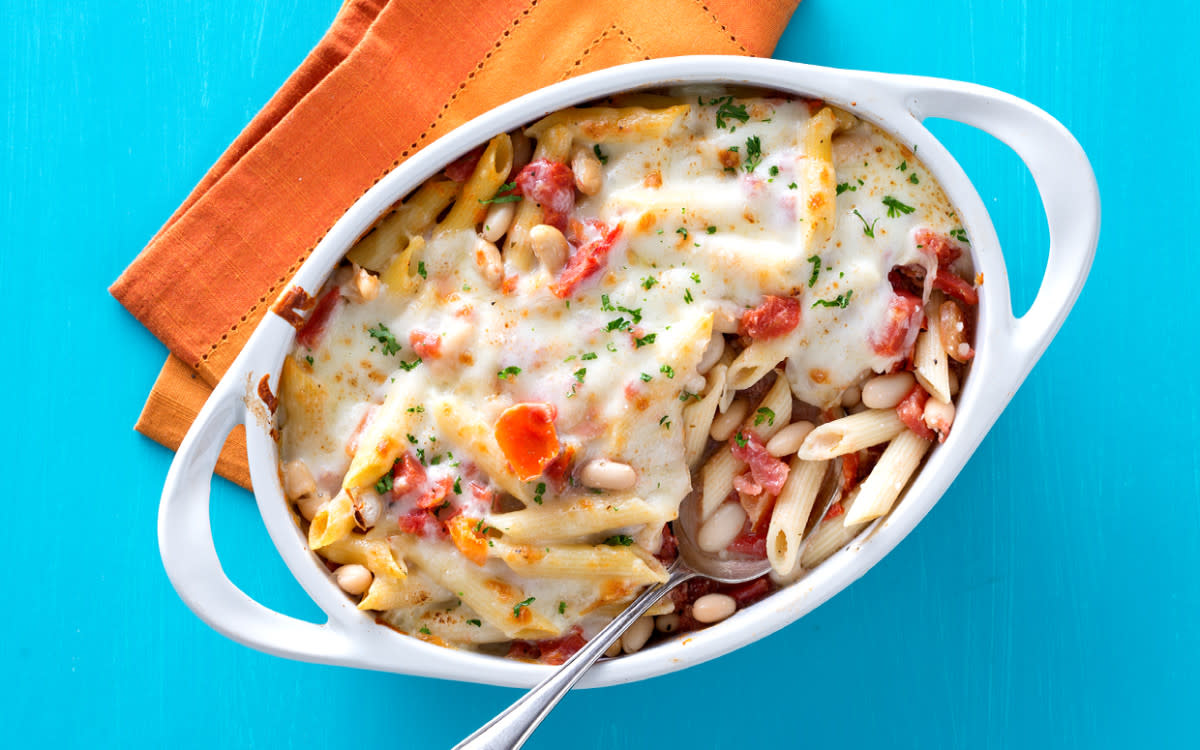 <p>Mark Boughton Photography</p><p>This pasta casserole hits all the comfort food buttons. </p><p><strong>Get the recipe: <a href="/842722/communitytable/creamy-tomato-white-bean-pasta-bake/" data-ylk="slk:Creamy Tomato White Bean Penne Pasta Bake;elm:context_link;itc:0;sec:content-canvas" class="link rapid-noclick-resp">Creamy Tomato White Bean Penne Pasta Bake</a></strong></p>
