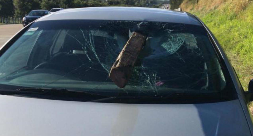 The stake narrowly missed the woman when she was driving. Source: Supplied/Honourary Brazilian Consulate Brisbane