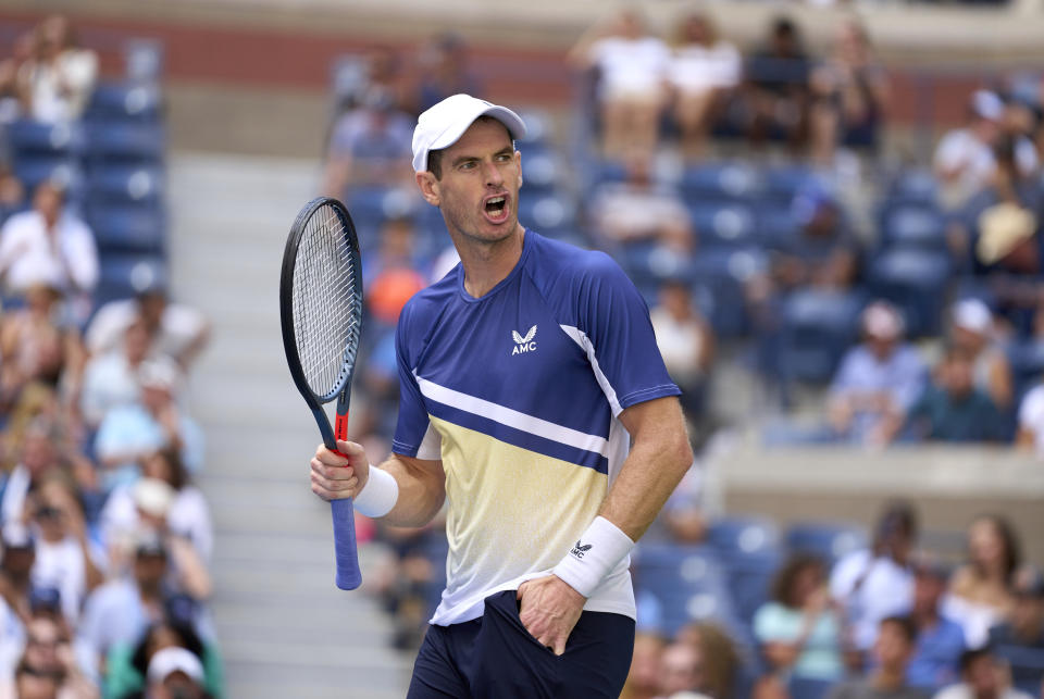 Seen here, Andy Murray celebrating his win over American Emilio Nava in the second round of the US Open.