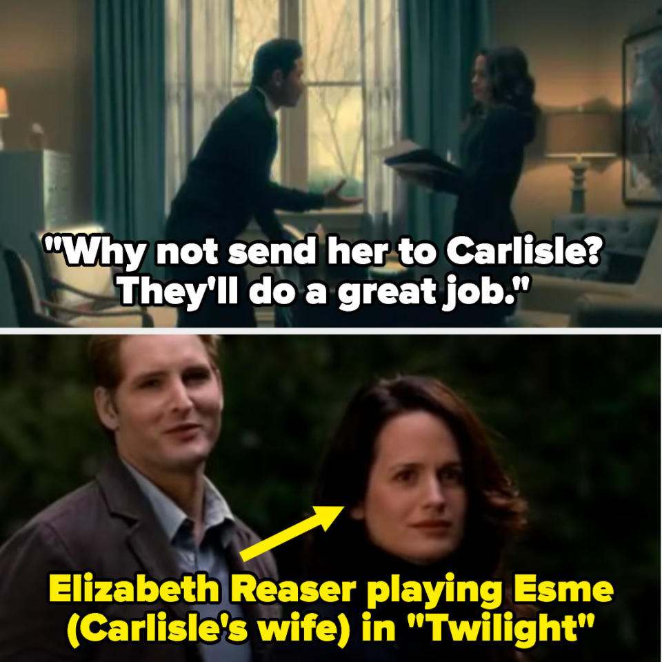 Kevin says to Shirley on Haunting of Hill House, "Why not send her to Carlisle?" and then there's a photo of Elizabeth Reaser playing Esme (Carlisle's wife) in Twilight