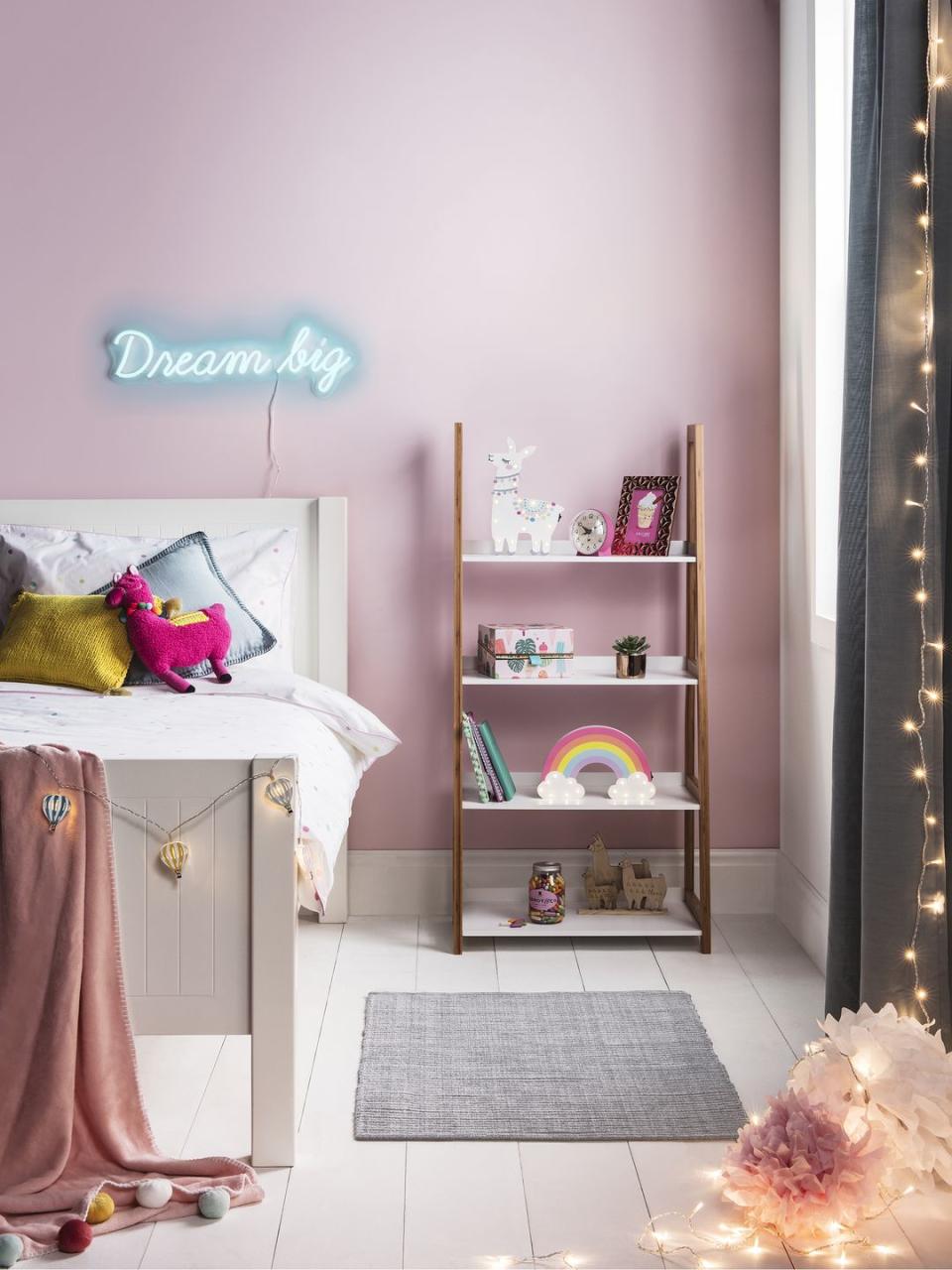 <p>From fairy lights to neon signs, often it's the finishing touches that can have the most transformative effect in a bedroom. With sugary pink walls and grey curtains, it's the lights that bring some character to this bedroom space.</p><p>Pictured: Sundae Children's Collection, <a href="https://go.redirectingat.com?id=127X1599956&url=https%3A%2F%2Fwww.lights4fun.co.uk%2Fcollections%2Findoor-childrens-lights&sref=https%3A%2F%2Fwww.housebeautiful.com%2Fuk%2Fdecorate%2Fbedroom%2Fg35589644%2Fgirls-bedroom-ideas%2F" rel="nofollow noopener" target="_blank" data-ylk="slk:Lights4fun;elm:context_link;itc:0;sec:content-canvas" class="link ">Lights4fun</a></p>