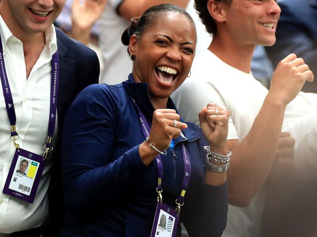 <p>Mike Egerton/PA Images/Getty</p> Coco Gauff's mother, Candi Gauff on on day three of the Wimbledon Championships