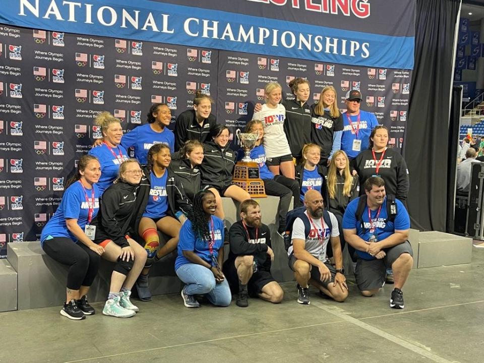 Team Iowa won the 16U women's freestyle national team championship on Sunday in Fargo, North Dakota. Iowa finished with 8 All-Americans in 16U women's freestyle, the most in state history.