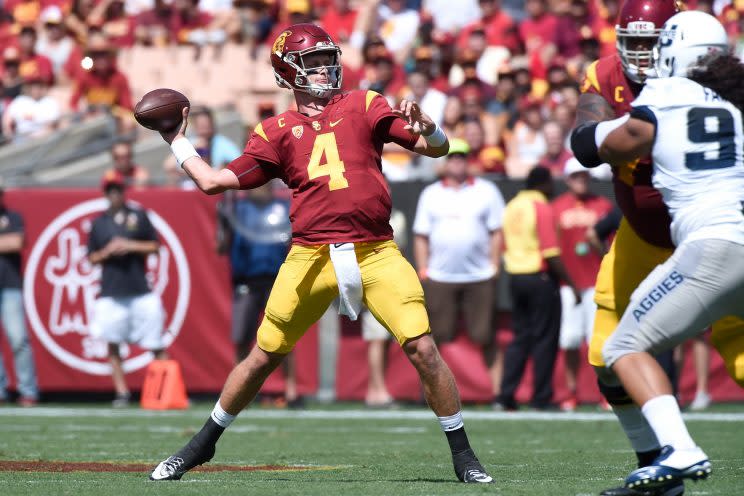 Max Browne started the first three games of 2016 for USC. (Getty)