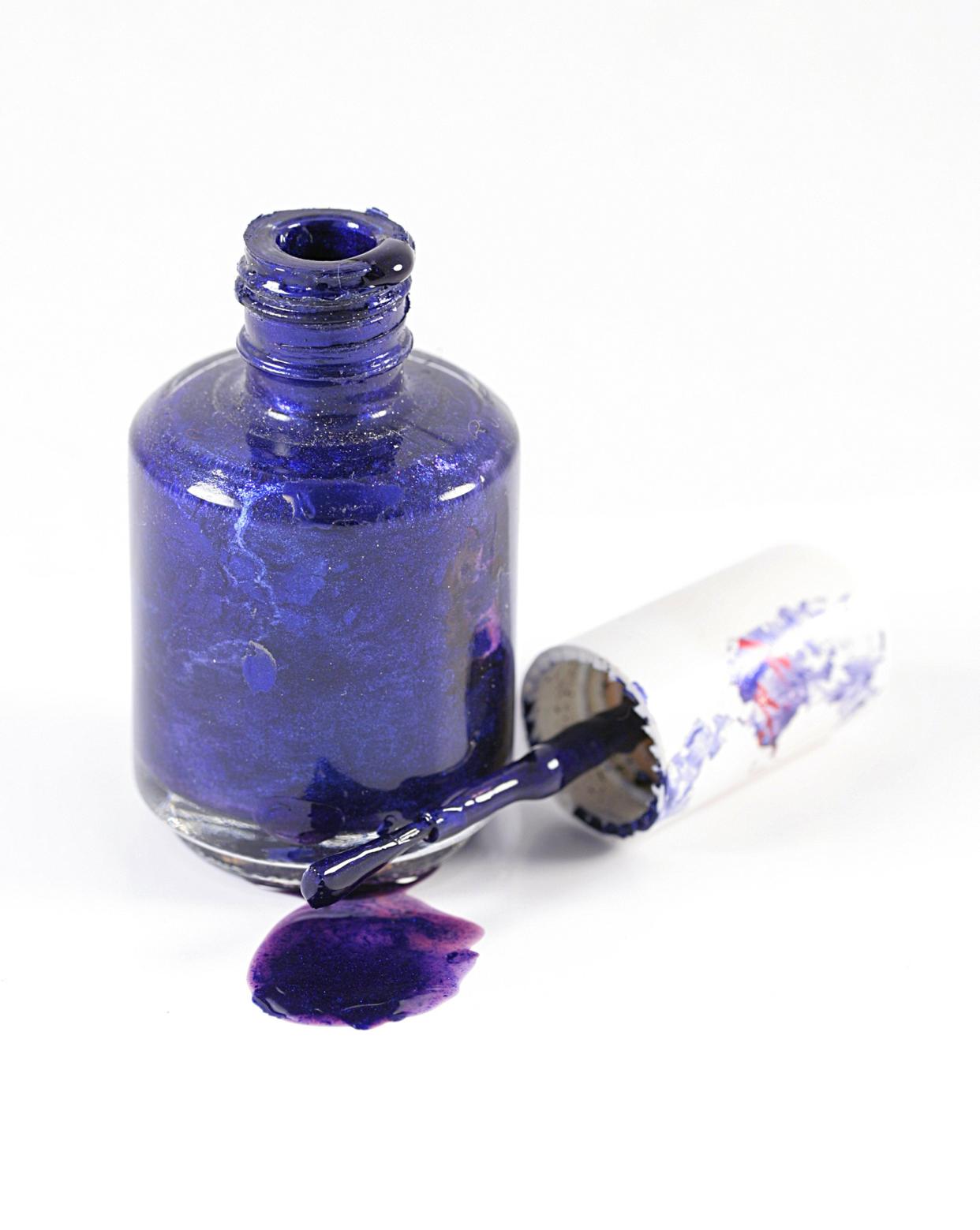 old bottle of blue nail polish