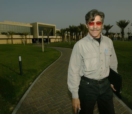 Robert Giroux/Getty Images Fox News correspondent Geraldo Rivera walks from the Coalition Press Center after he was expelled from his media embed April 3, 2003 in Kuwait. Rivera violated the media ground rules by exposing operational details while with the 101st Airborne in Iraq.