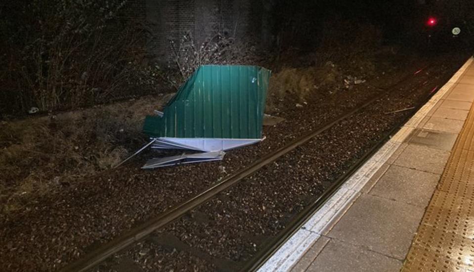 Garden shed on the line at Bellgrove station in Glasgow (PA)