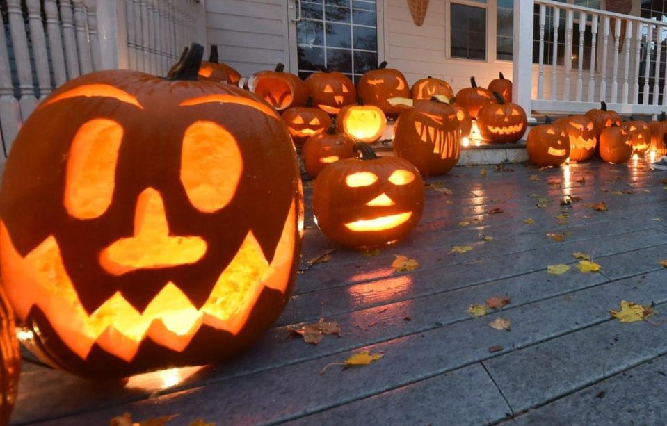 Carved, lit pumpkins at Founder's Square during a past Jack O'Lanterns Days in Fish Creek. This year's annual village-wide Halloween celebration takes place Oct. 28.