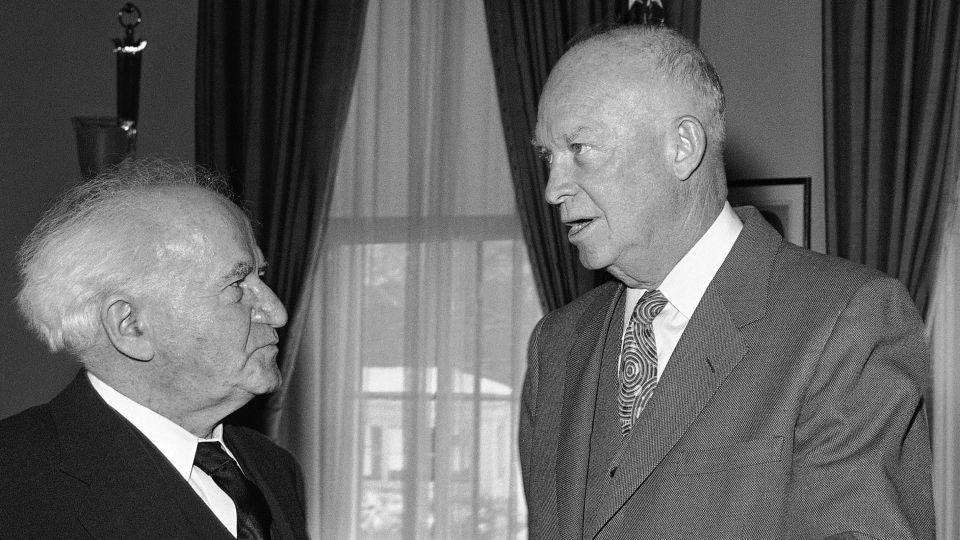 Eisenhower appeared at the White House in 1960 with Israeli Prime Minister David Ben-Gurion of Israel. - Bob Schutz/AP