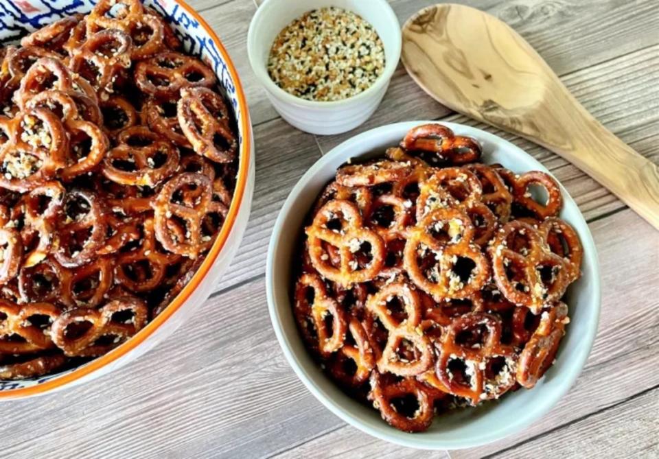 <p>Krista Marshall</p><p>Everyone's favorite seasoning now on a salty pretzel.</p><p><strong>Get the recipe: <a href="https://parade.com/1253180/kristamarshall/everything-but-the-bagel-pretzels/" rel="nofollow noopener" target="_blank" data-ylk="slk:Everything-But-The Bagel Pretzels;elm:context_link;itc:0;sec:content-canvas" class="link ">Everything-But-The Bagel Pretzels</a></strong></p>