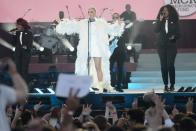 <p>Pop superstar Katy Perry joins in the defiant show. (Getty) </p>