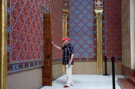 Tamas, Irsai, 89, has a look around the renovated Rumbach street synagogue in Budapest