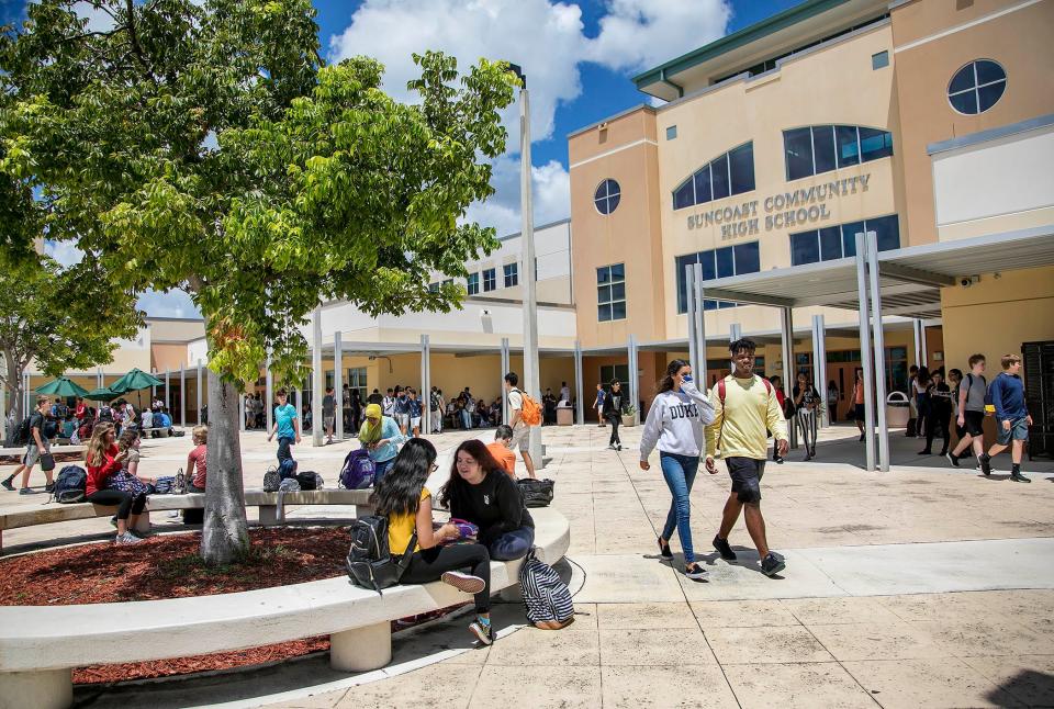 Suncoast High School students during their school wide lunch period Friday Aug. 17, 2018, in Riviera Beach.