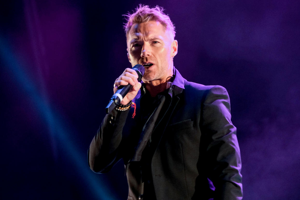 NEWCASTLE UPON TYNE, ENGLAND - SEPTEMBER 11: (EDITORIAL USE ONLY) Ronan Keating performs at Virgin Money Unity Arena on September 11, 2020 in Newcastle upon Tyne, England. (Photo by Thomas M Jackson/Getty Images)