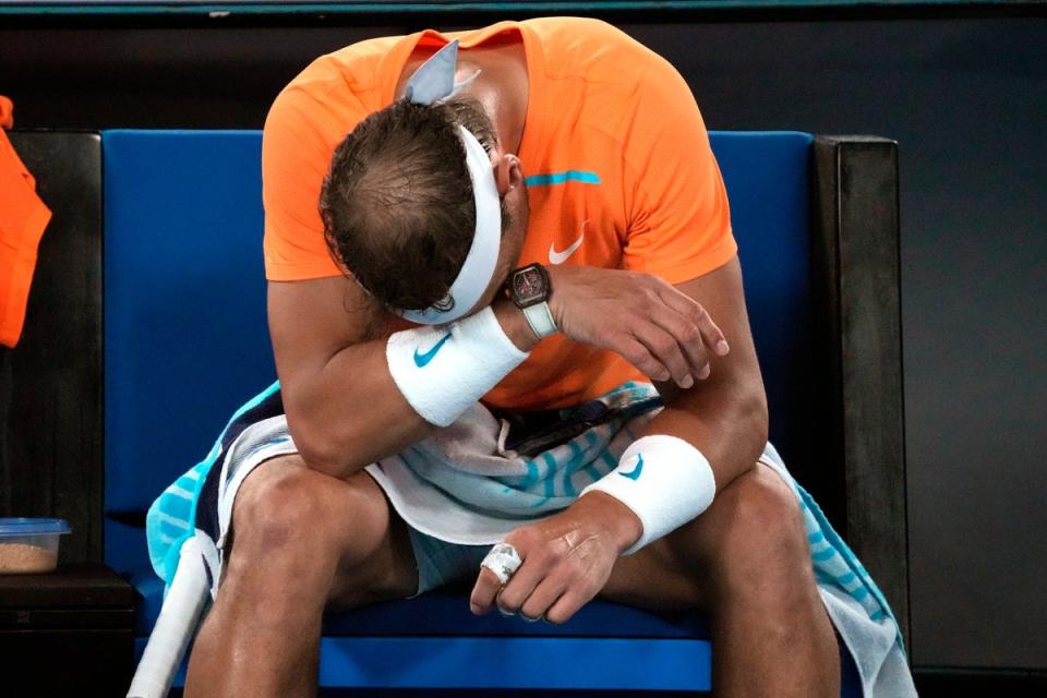 Rafael Nadal was hampered by injury in his Australian Open defeat (Dita Alangkara/AP) (AP)