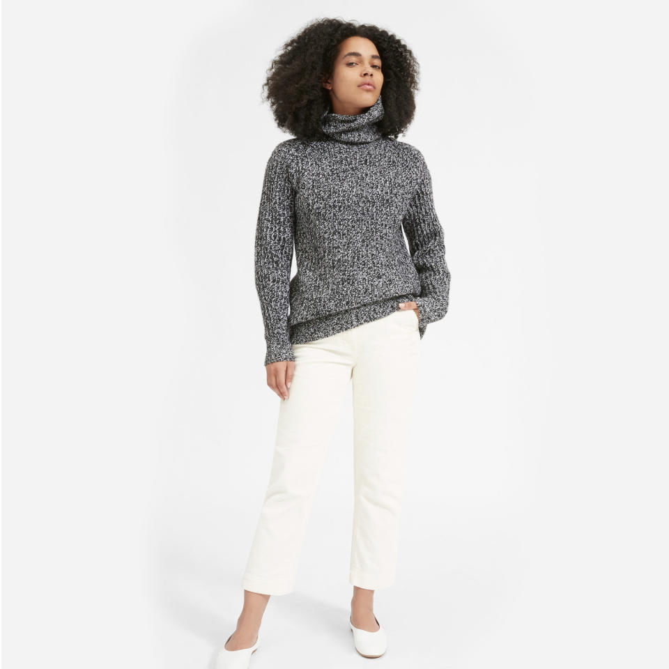 Stay warm without the itch when you wear <strong><a href="https://www.everlane.com/collections/womens-sweaters" target="_blank" rel="noopener noreferrer">Soft Wool sweaters from Everlane</a></strong>. Find soft wool in a wide variety of styles like the <a href="https://www.everlane.com/products/womens-soft-wool-rib-crew-black-whitemarl?collection=womens-sweaters" target="_blank" rel="noopener noreferrer">Soft Wool Rib Crew</a>, <a href="https://www.everlane.com/products/womens-luxe-wool-rib-cardigan-rust?collection=womens-sweaters" target="_blank" rel="noopener noreferrer">Luxe Wool Rib Cardigan</a>, and the <a href="https://www.everlane.com/products/womens-soft-wool-rib-turtleneck-black-whitemarl?collection=womens-sweaters" target="_blank" rel="noopener noreferrer">Italian Soft Wool Rib Turtleneck</a>.
