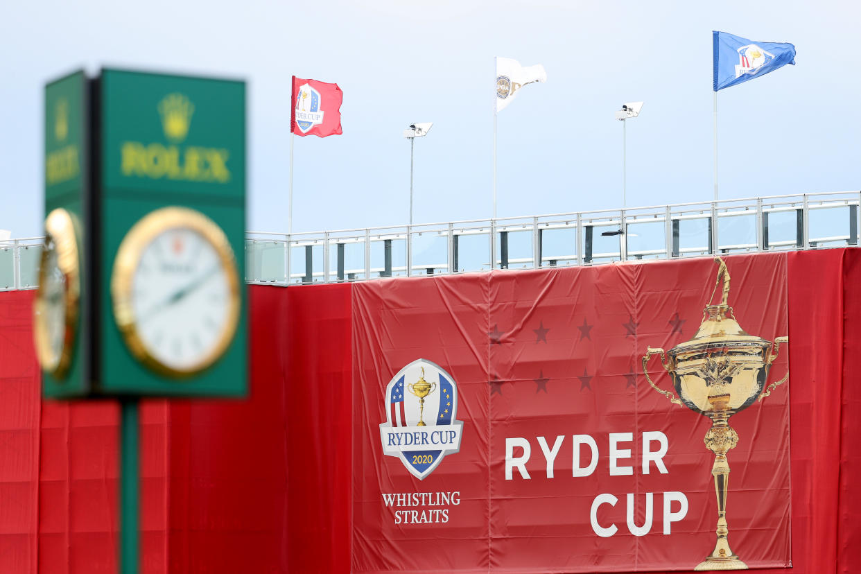 KOHLER, WISCONSIN - SEPTEMBER 23: A general view of a Rolex clock during practice rounds prior to the 43rd Ryder Cup at Whistling Straits on September 23, 2021 in Kohler, Wisconsin. (Photo by Warren Little/Getty Images)