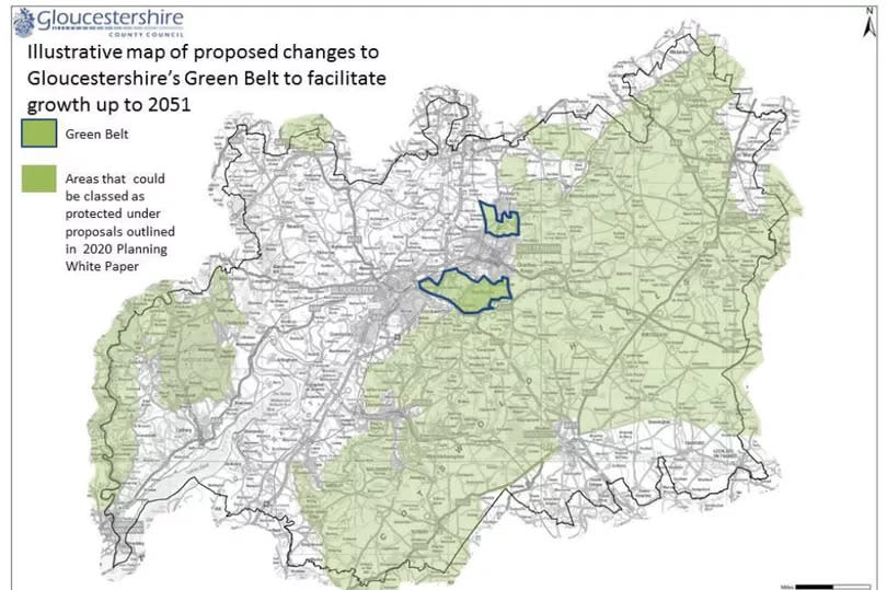 The long-term strategic vision for Gloucestershire could see the green belt removed north of A40 to facilitate a new garden town at Boddington