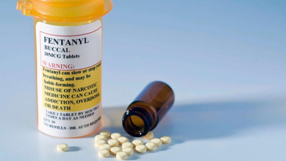 PHOTO: In this undated stock photo, fentanyl pills are seen next to a prescription bottle. (STOCK PHOTO/Getty Images)