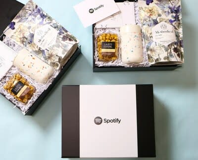 A custom branded gift box for Spotify employees.