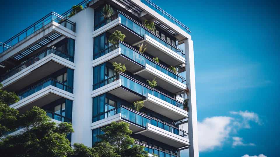 A high-rise building with balconies, showcasing the company's investments in residential real estate finance.