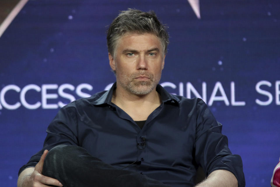 FILE - In this Jan. 30, 2019, file photo, Anson Mount participates in the 'Star Trek: Discovery' show panel during the CBS All Access presentation at the Television Critics Association Winter Press Tour at The Langham Huntington in Pasadena, Calif. Mount plays Capt. Christopher Pike, a once-obscure character in the “Star Trek” universe who is getting a deeper examination in the upcoming series “Star Trek: Strange New Worlds” and showing a form of leadership distinctly different from that of the franchise’s most famous starship leader, Capt. Kirk. (Photo by Willy Sanjuan/Invision/AP, File)