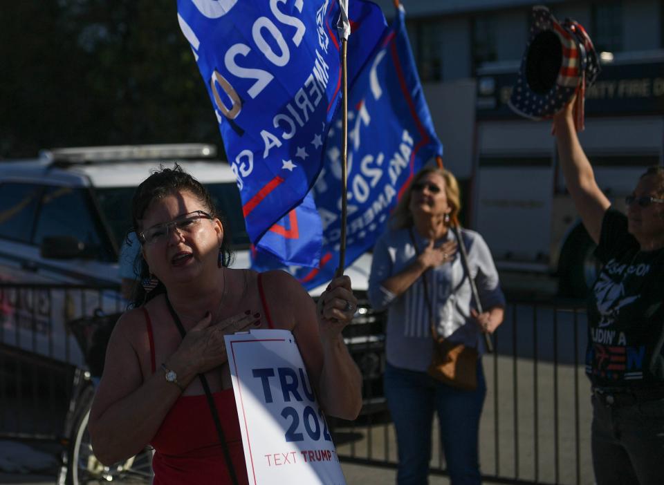 Scenes from outside the federal courthouse in Fort Pierce where former President Donald Trump attends a classified documents hearing on Monday, Feb. 12, 2024, in Fort Pierce.