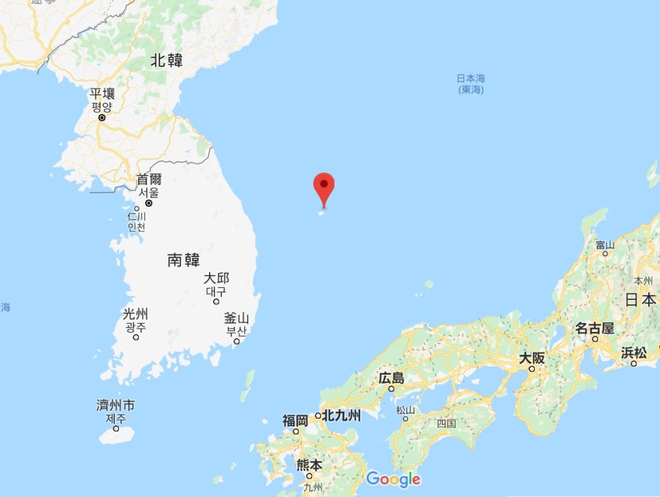 獨島(竹島)位於南韓與日本海域之間。   圖：翻攝Google Ma