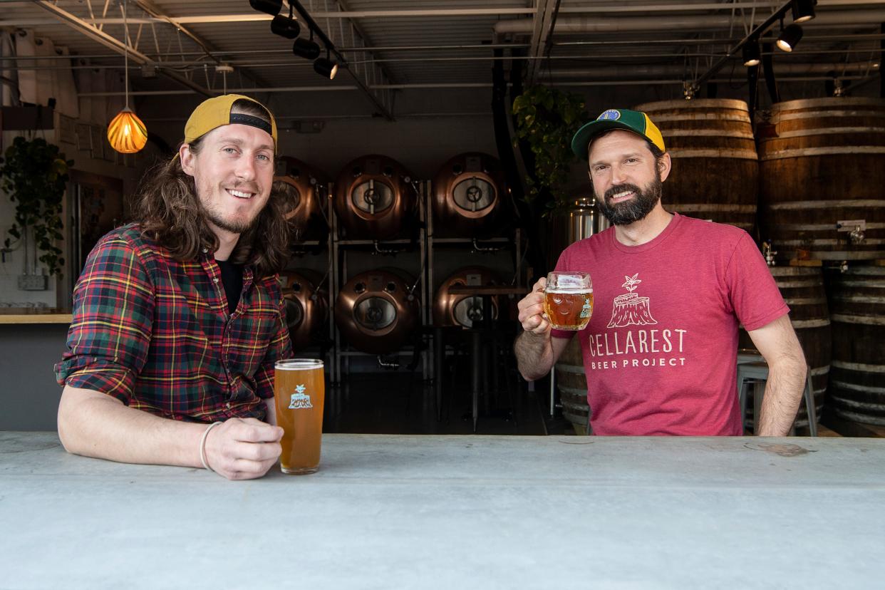 Harrison Fahrer, left, and Mark Goodwin, of Cellarest Beer Project in West Asheville.