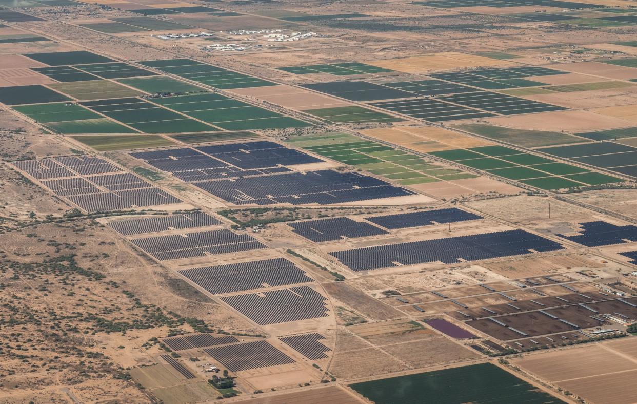 Farmlands being converted to solar fields.