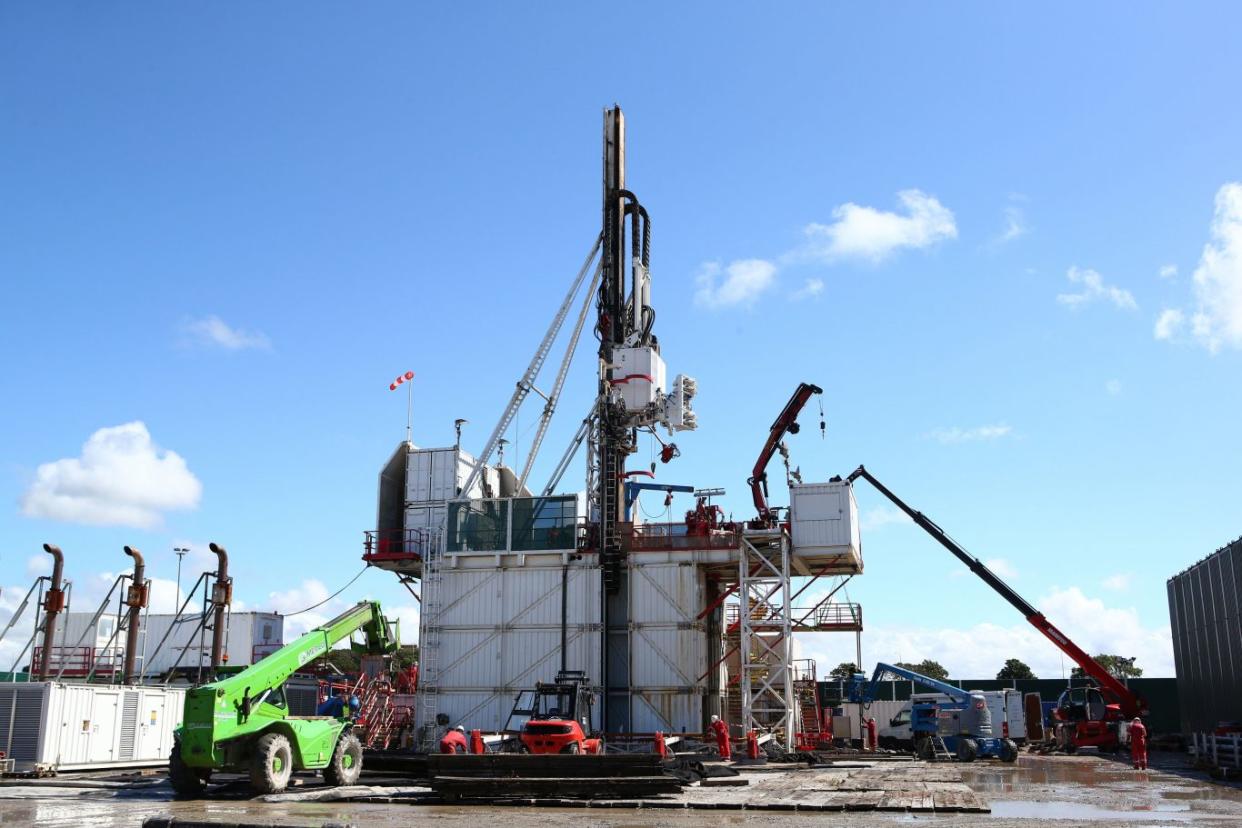 The drilling rig at Preston New Road shale gas exploration site (Cuadrilla handout)